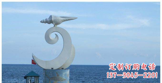 江西不锈钢抽象海浪和海螺雕塑