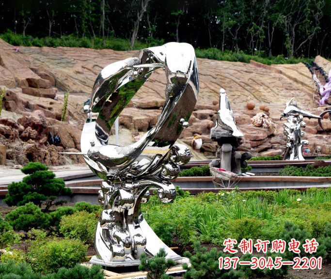 江西不锈钢抽象海豚雕塑 (2)