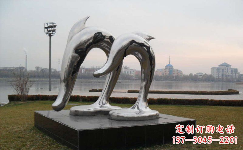 江西不锈钢抽象海豚动物雕塑
