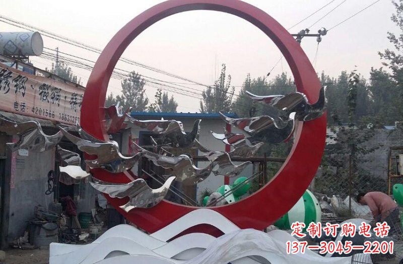 江西不锈钢抽象和平鸽和谐雕塑