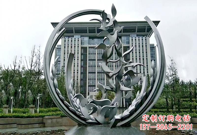 江西不锈钢抽象和平鸽橄榄枝雕塑
