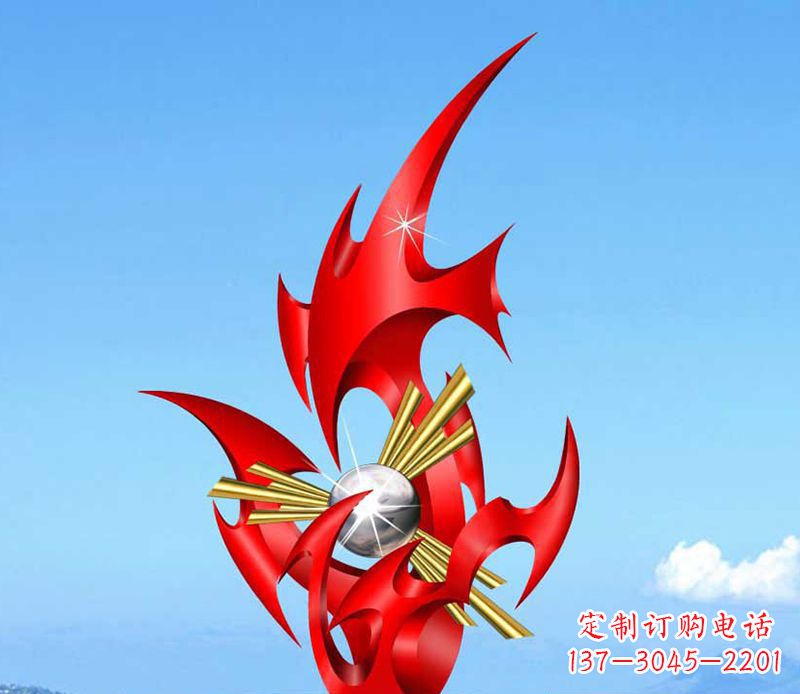 江西不锈钢抽象火苗雕塑 (2)