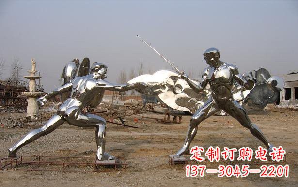 江西不锈钢抽象击剑运动员雕塑