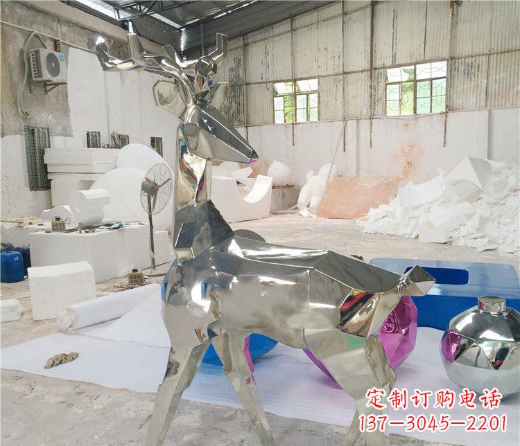 江西不锈钢抽象几何梅花鹿动物雕塑
