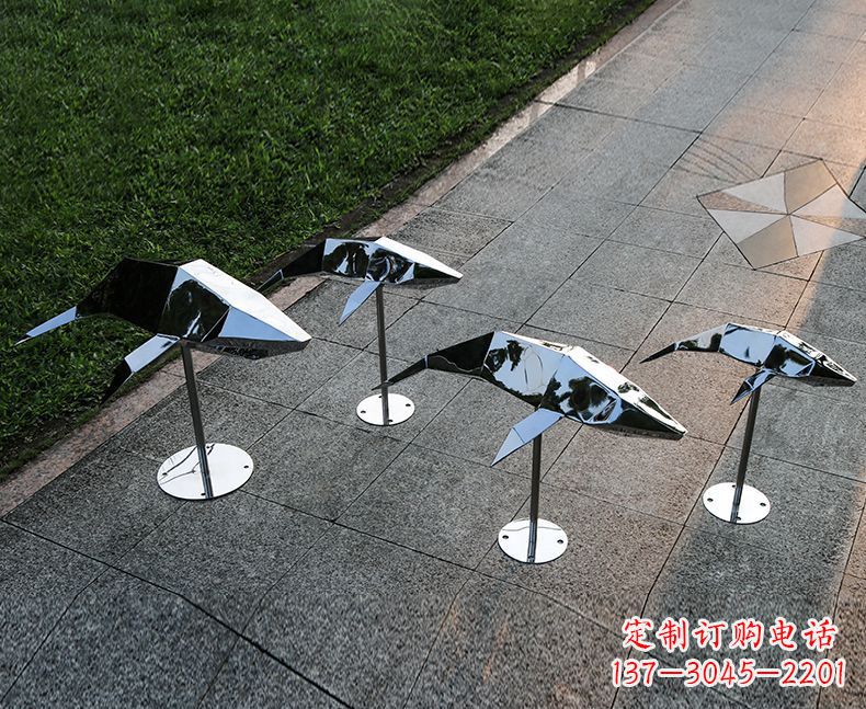 江西不锈钢抽象几何海豚雕塑1