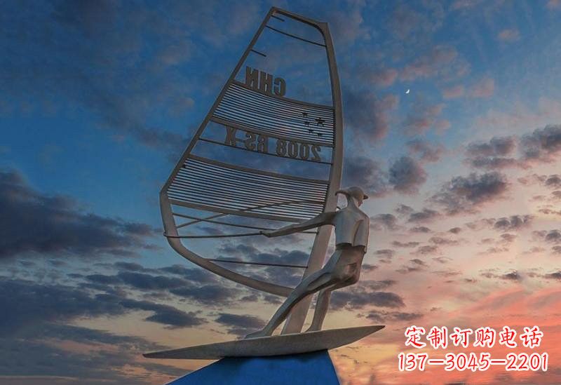 江西不锈钢抽象驾驶帆船人物雕塑