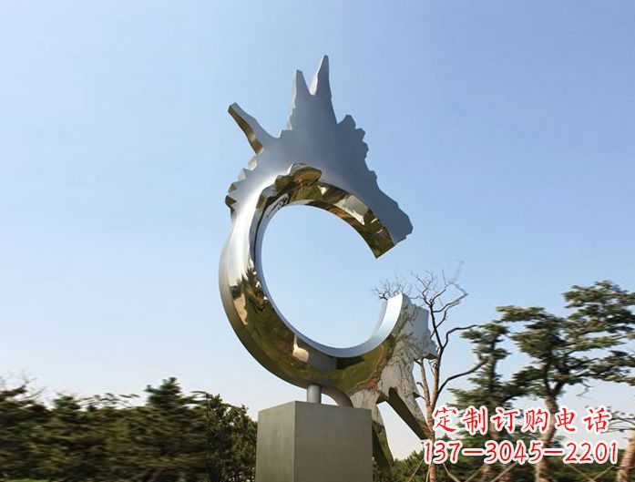 江西不锈钢抽象龙头雕塑