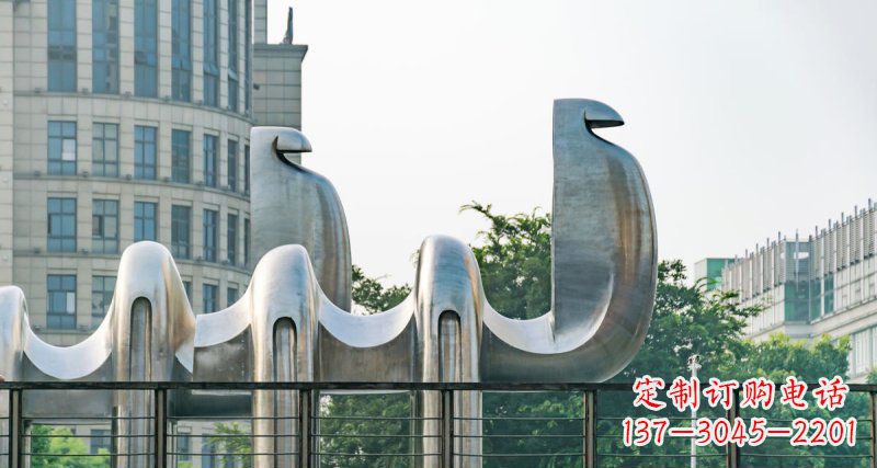 江西不锈钢抽象骆驼街边动物雕塑