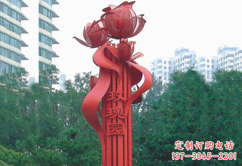 江西不锈钢抽象玫瑰花雕塑