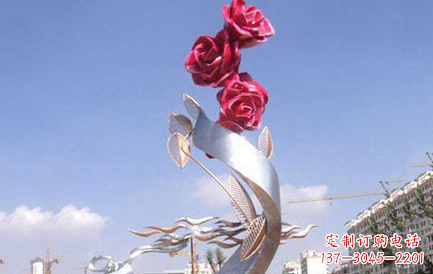 江西不锈钢抽象玫瑰花景观雕塑
