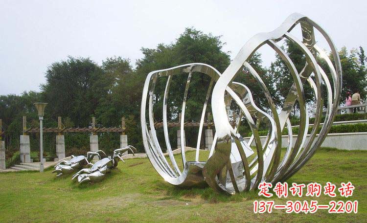江西不锈钢抽象螃蟹贝壳雕塑