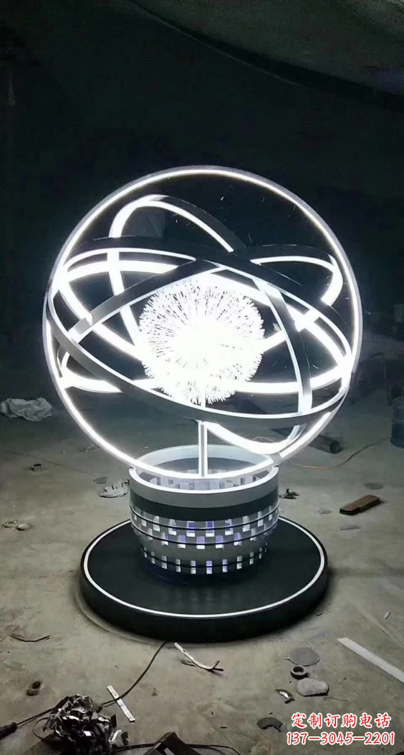 江西不锈钢抽象蒲公英圆环雕塑