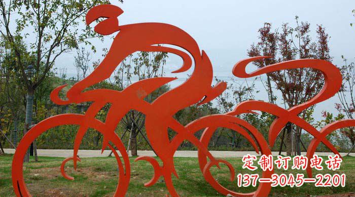 江西不锈钢抽象骑自行车人物雕塑1