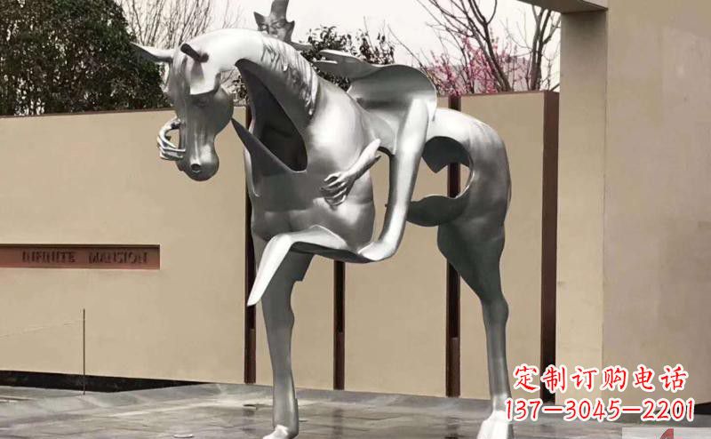 江西不锈钢抽象人骑马雕塑