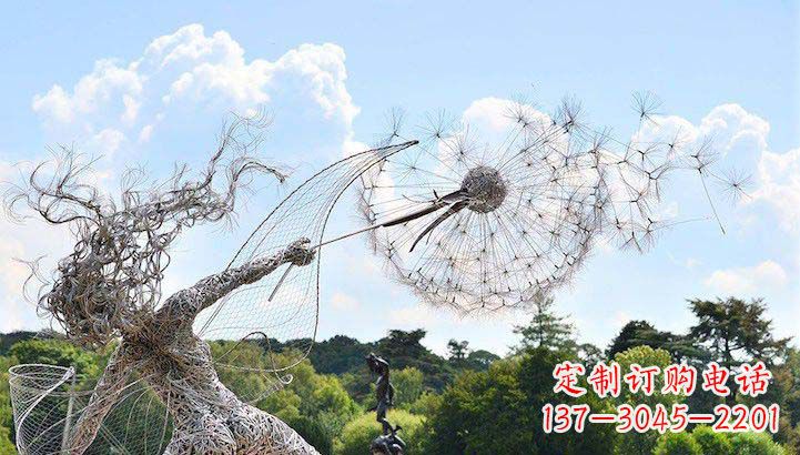 江西不锈钢抽象人物和蒲公英雕塑