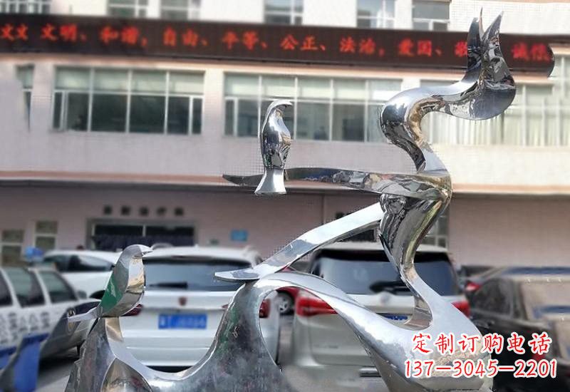 江西不锈钢抽象人物和平鸽雕塑