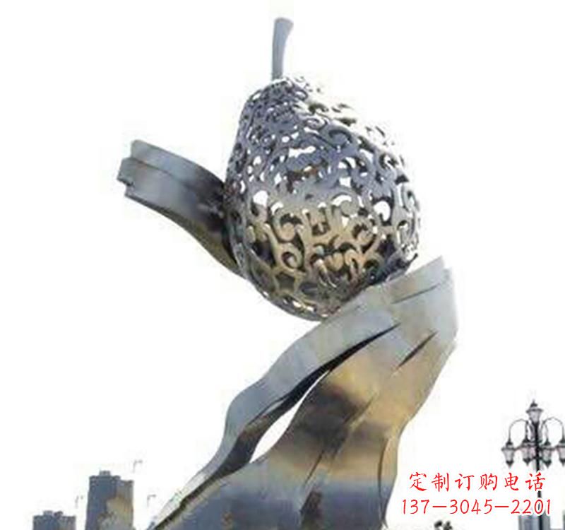 江西不锈钢抽象水果梨雕塑