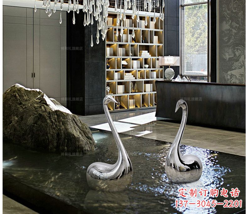 江西不锈钢抽象天鹅摆件雕塑