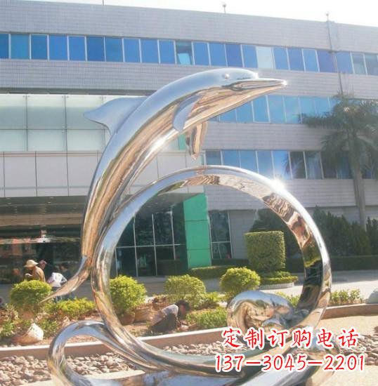 江西不锈钢抽象跳跃的海豚雕塑