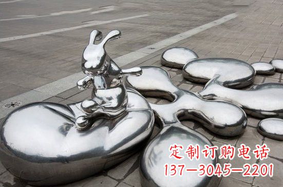 江西不锈钢抽象兔子和水滴雕塑