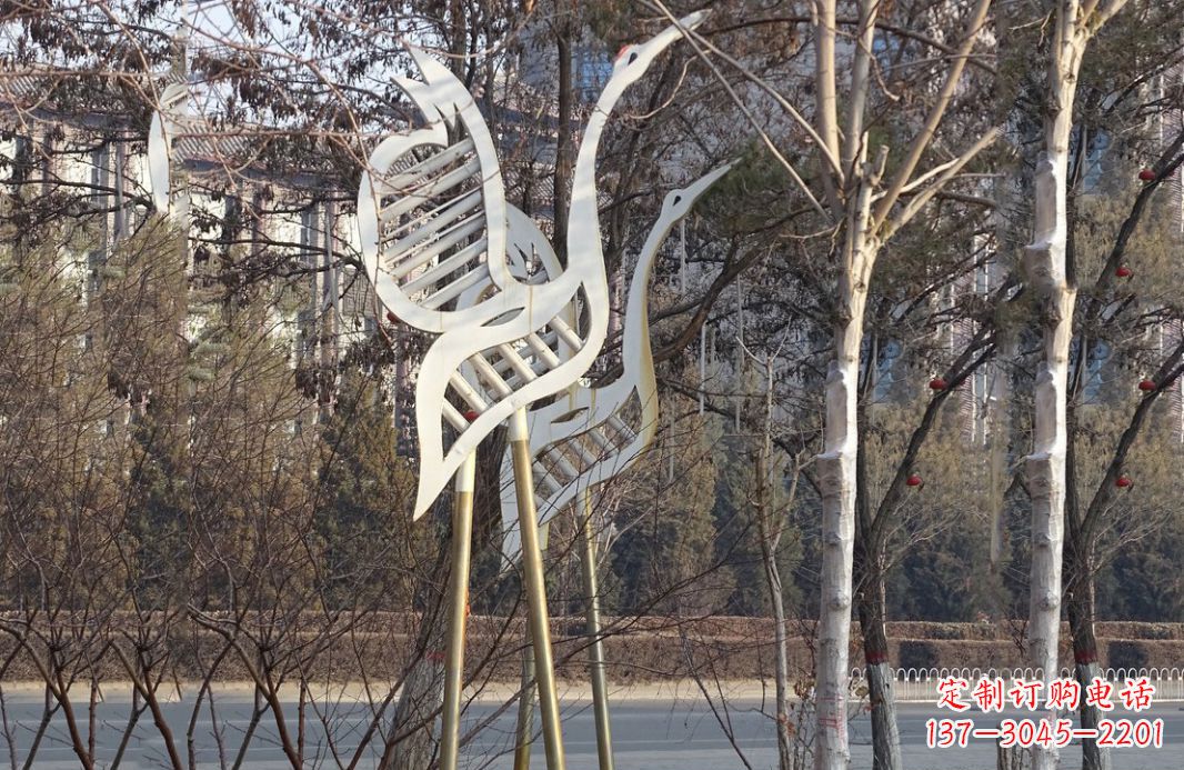 江西不锈钢抽象仙鹤雕塑 (2)