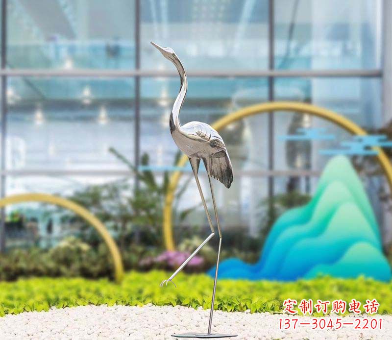 江西不锈钢抽象仙鹤雕塑1