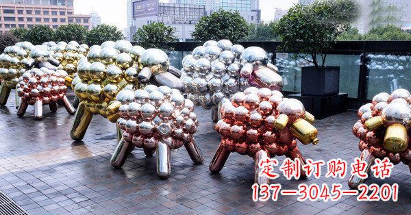 江西不锈钢抽象小羊肖恩动物广场雕塑