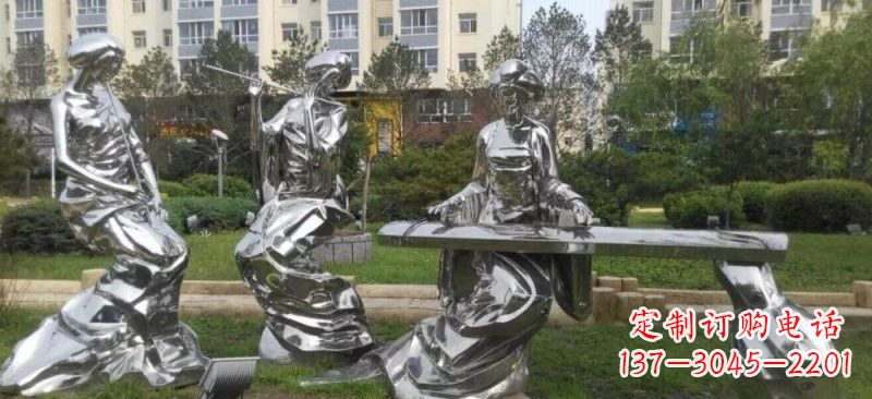 江西不锈钢抽象演奏乐器的古代美女雕塑