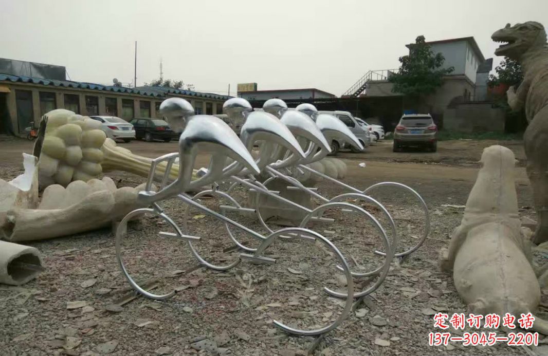 江西不锈钢抽象自行车人物雕塑