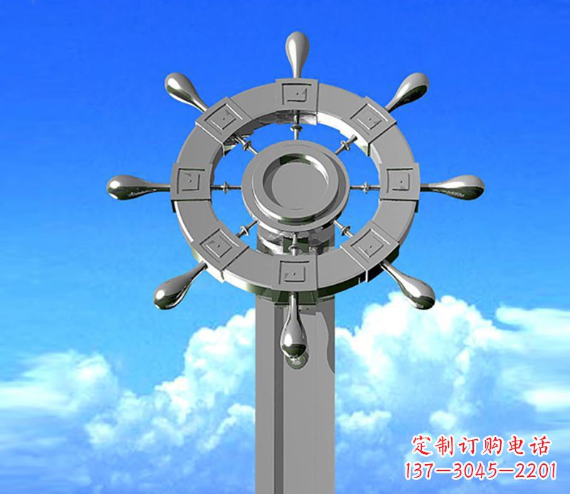 江西不锈钢船舵雕塑