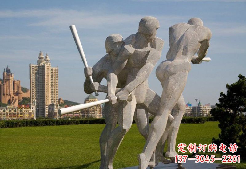 江西不锈钢打棒球人物雕塑2