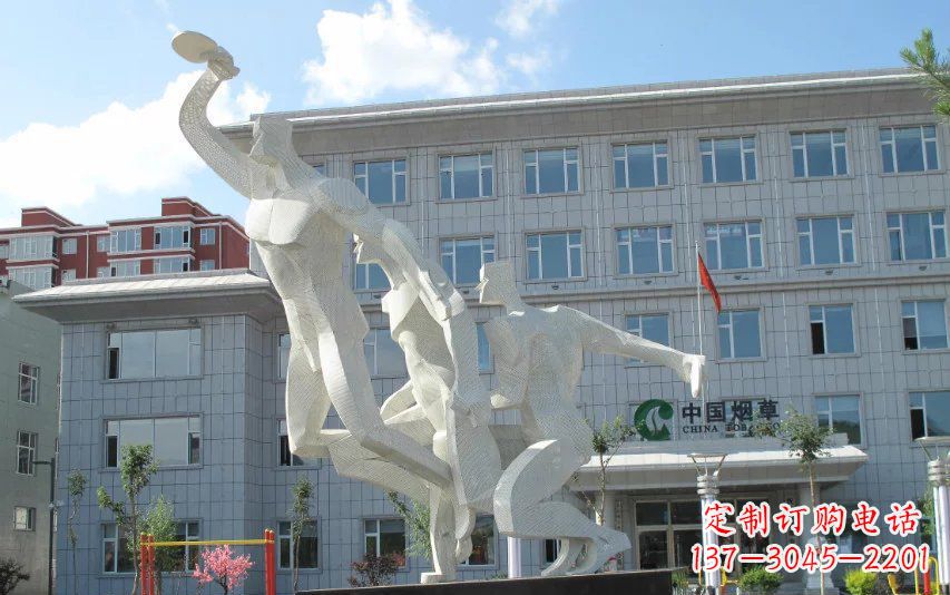 江西不锈钢打乒乓球人物雕塑