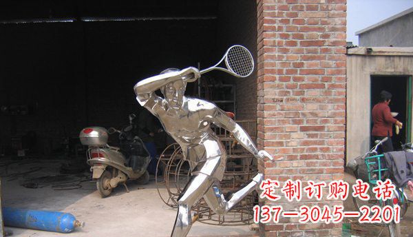 江西不锈钢打羽毛球雕塑 (2)