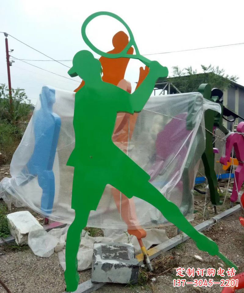 江西不锈钢打羽毛球抽象人物雕塑