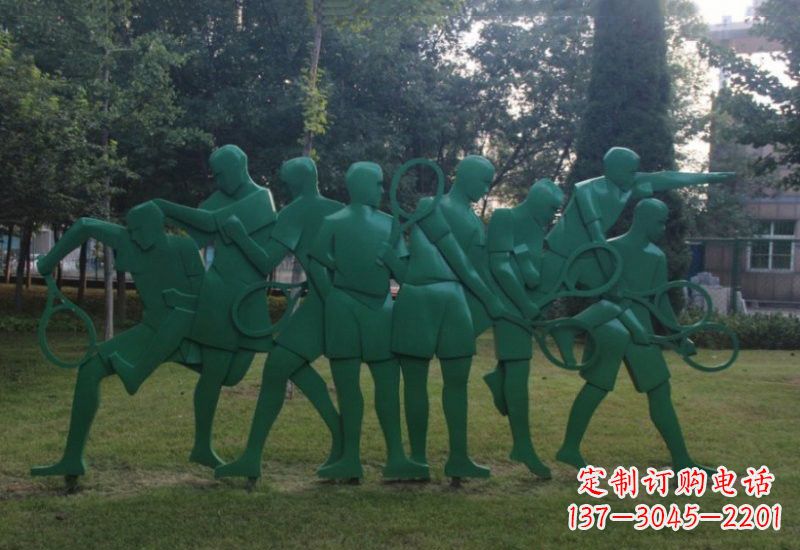 江西不锈钢打羽毛球人物雕塑
