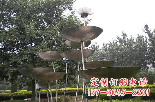 江西不锈钢大型抽象荷花荷叶雕塑