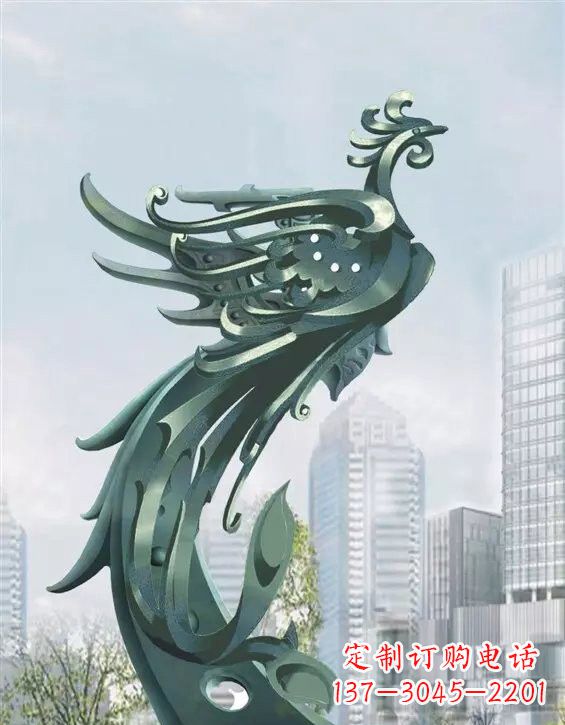 江西不锈钢大型抽象凤凰雕塑