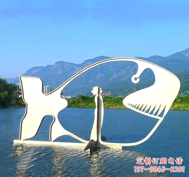 江西不锈钢大型抽象鲸鱼雕塑