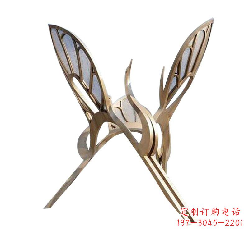 江西不锈钢大型抽象仙鹤雕塑