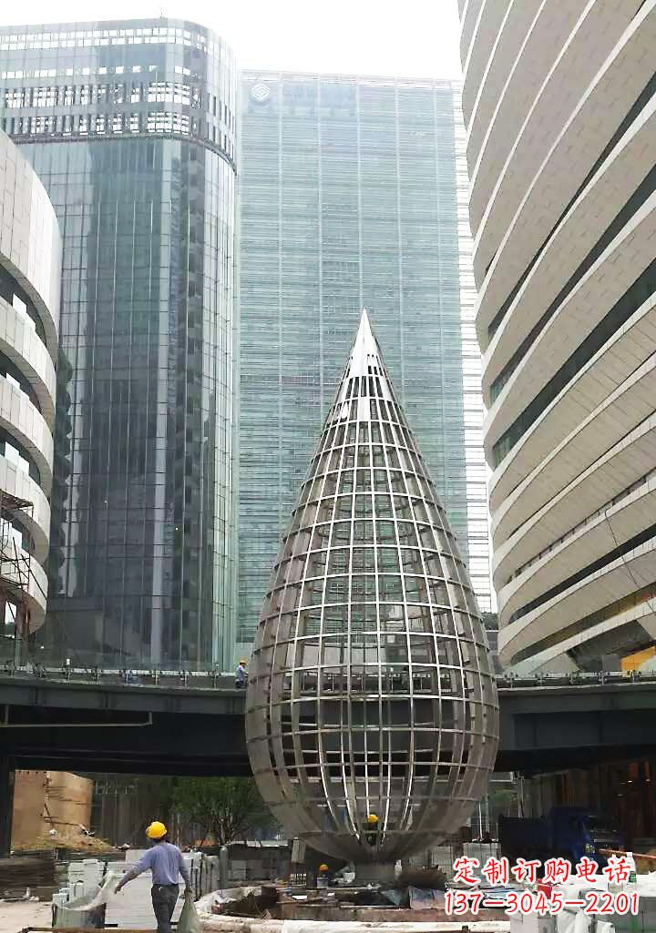 江西不锈钢大型镂空水滴城市景观雕塑