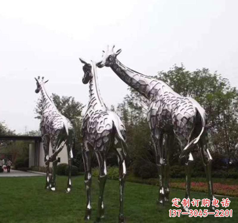 江西不锈钢大型长颈鹿雕塑