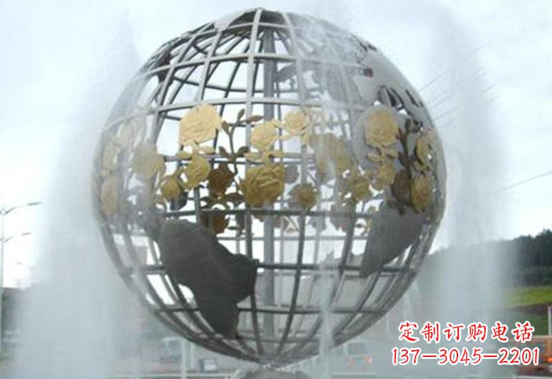 江西不锈钢地球仪喷泉雕塑