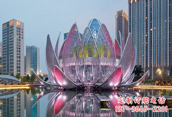 江西不锈钢灯光景观荷花雕塑
