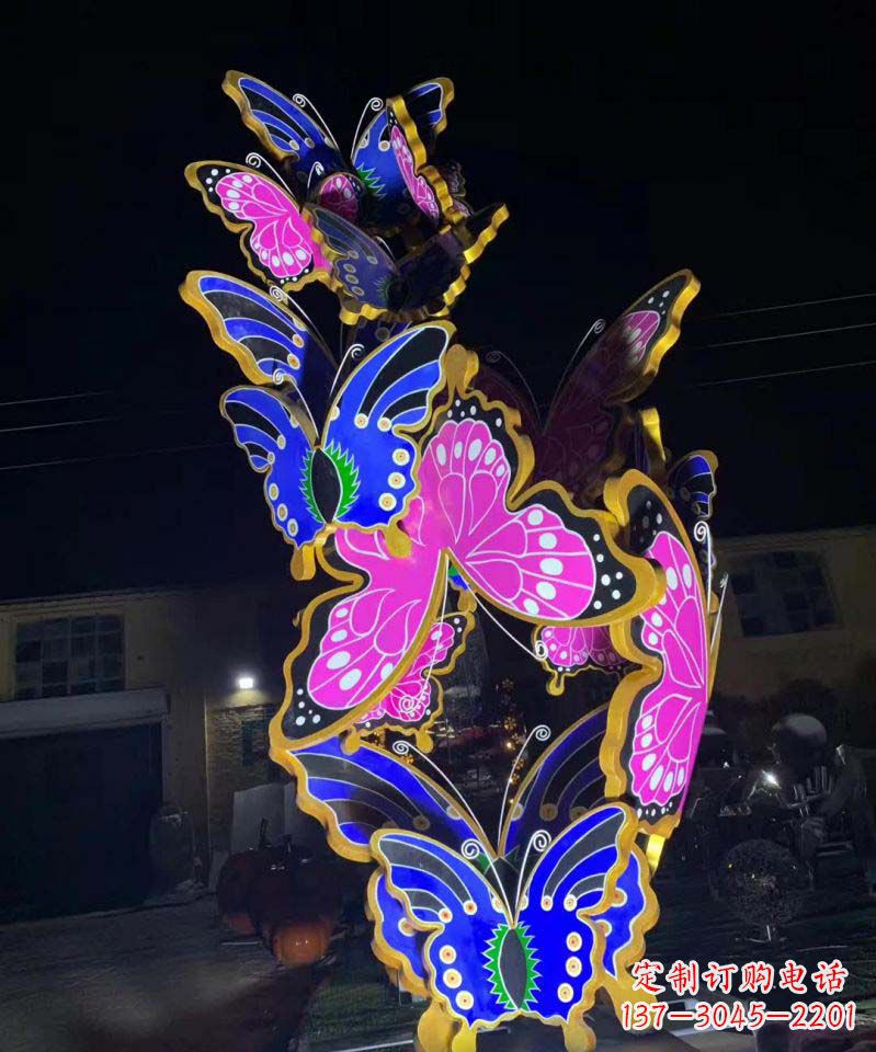 江西不锈钢灯饰彩绘蝴蝶雕塑