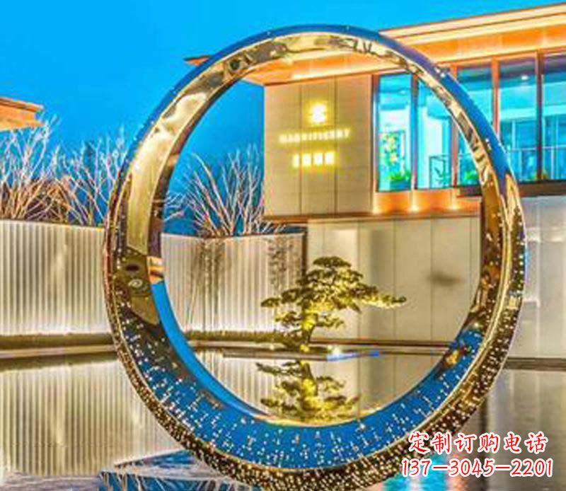 江西不锈钢灯饰圆环雕塑