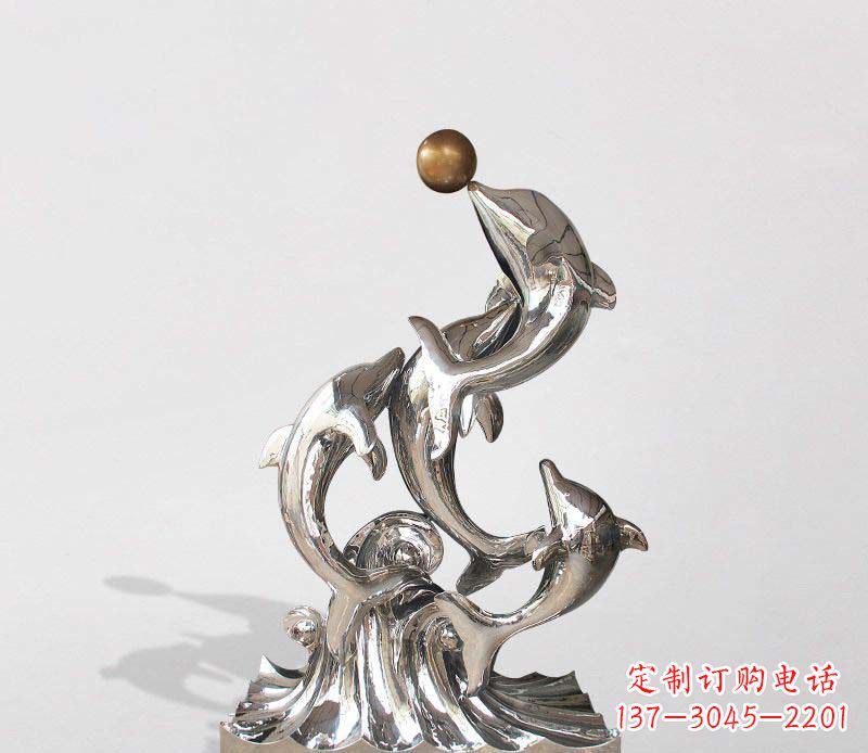 江西不锈钢动物海豚雕塑1