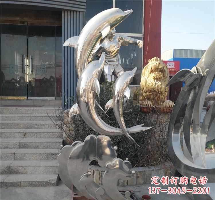 江西不锈钢动物海豚雕塑