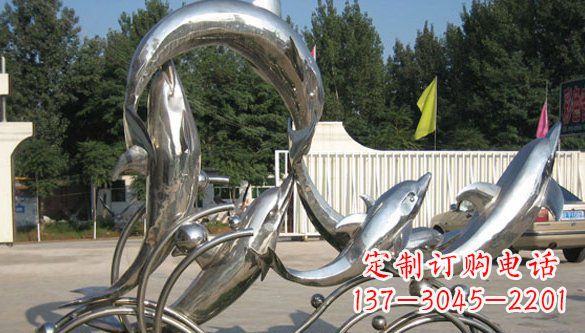 江西不锈钢动物海豚雕塑 (2)