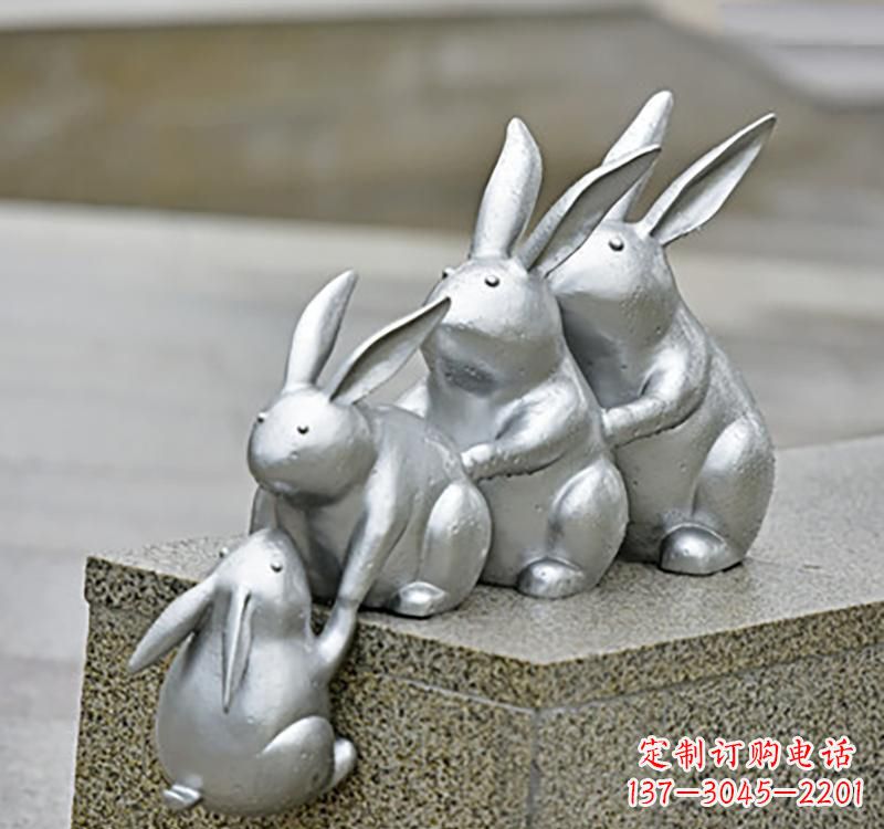江西不锈钢动物园林兔雕塑