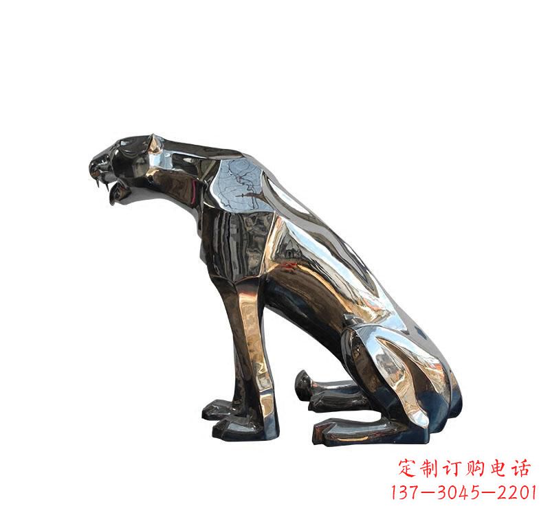 江西不锈钢仿真动物豹雕塑
